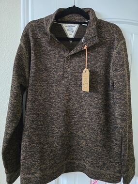 Weatherproof Chocolate Brown Marled Henley Pullover